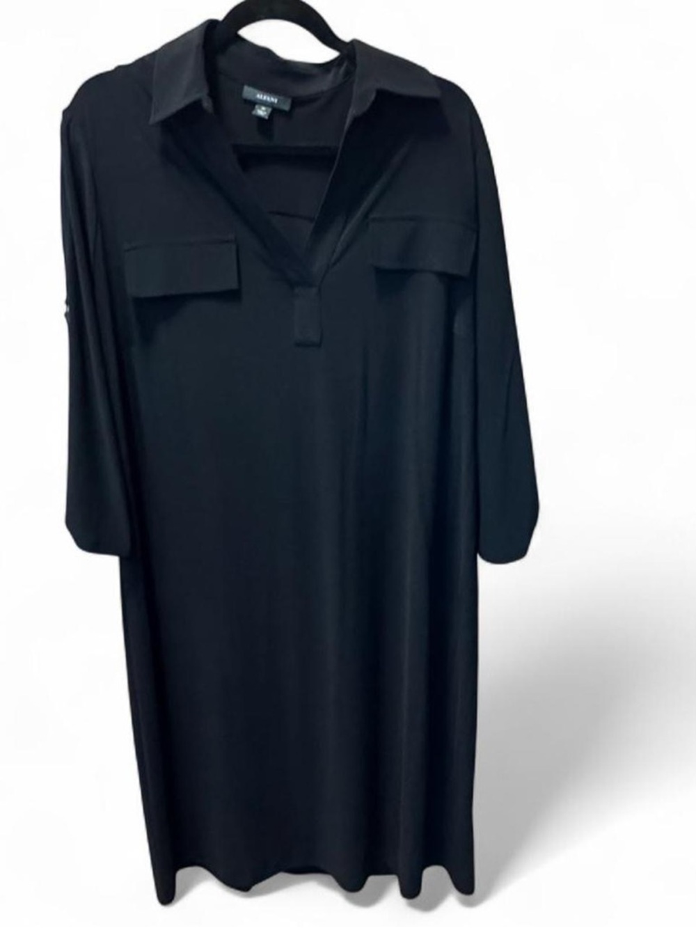 Alfani Black Collared v-neck shirt Dress